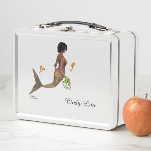 Cute Mermaid With Seahorses Metal Lunchbox