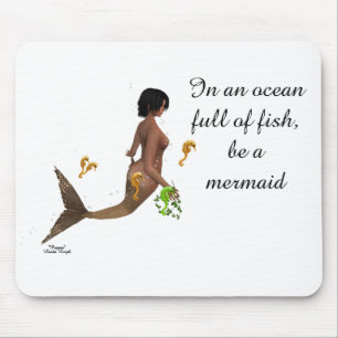 Cute Mermaid With Seahorses Mousepad