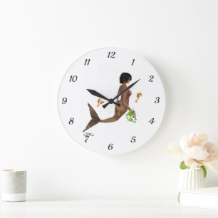 Cute Mermaid With Seahorses Wall Clock