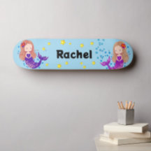 Cute Mermaids Add Name Skateboard