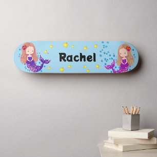 Cute Mermaids Add Name Skateboard