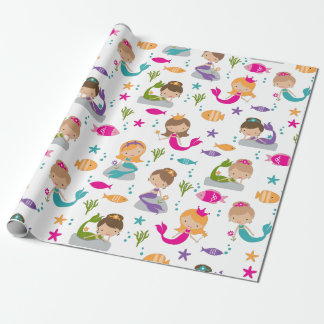 Cute Mermaids and Fish Under the Sea Wrapping Paper