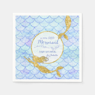 Cute Mermaids Fish Scale Baby Shower Faux Glitter Napkin