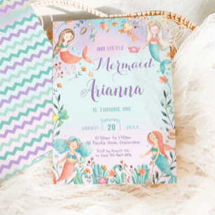Cute Mermaids Girl Birthday Under the Sea Pool Invitation