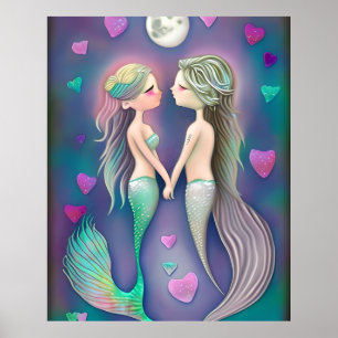 Cute Mermaids love Valentine’s Day gift Poster