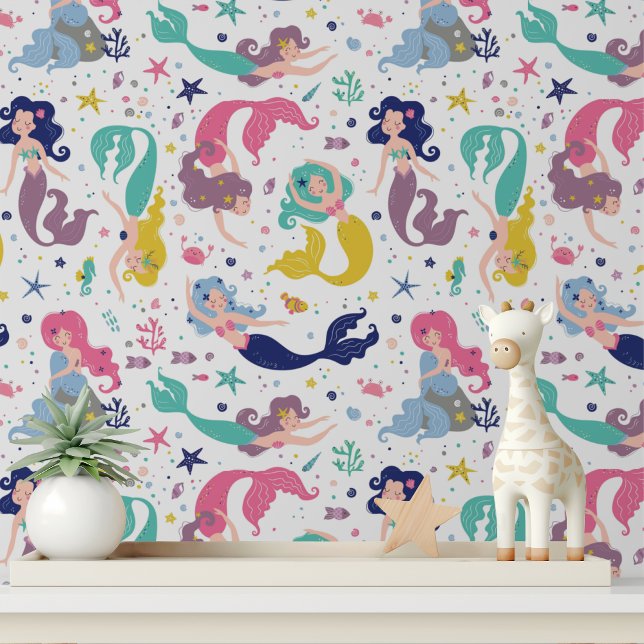 Cute Mermaids Modern Girls Kids Pattern Wallpaper (Creator Uploaded)