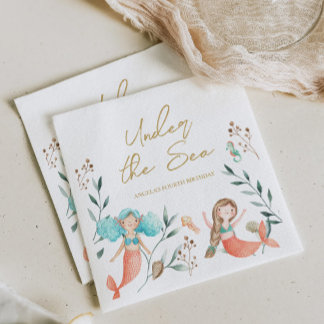Cute Mermaids Under the Sea Napkin