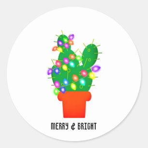 Cute Merry and Bright Christmas Classic Round Sticker