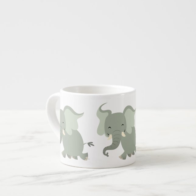 Cute Merry Cartoon Elephant Espresso Mug (Front Left)