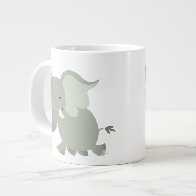 Cute Merry Cartoon Elephant Jumbo Mug (Front Left)