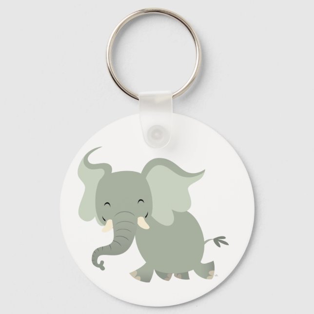 Cute Merry Cartoon Elephant Keychain (Front)