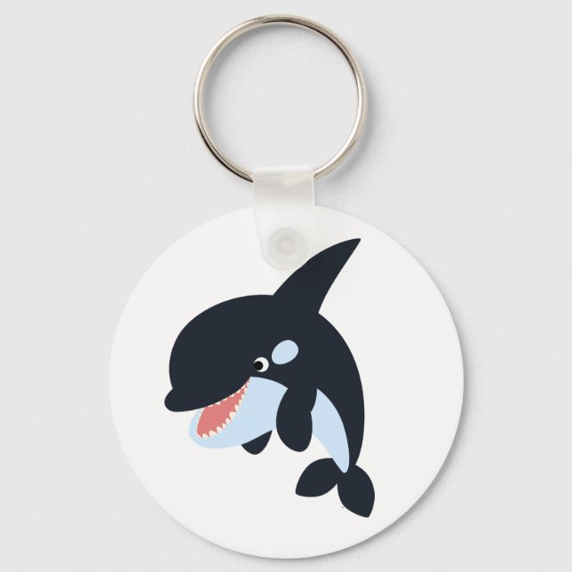 Cute Merry Cartoon Killer Whale Keychain (Front)