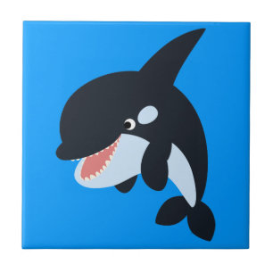 Cute Merry Cartoon Killer Whale Tile