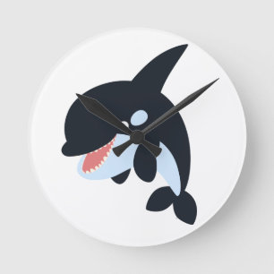 Cute Merry Cartoon Killer Whale Wall Clock