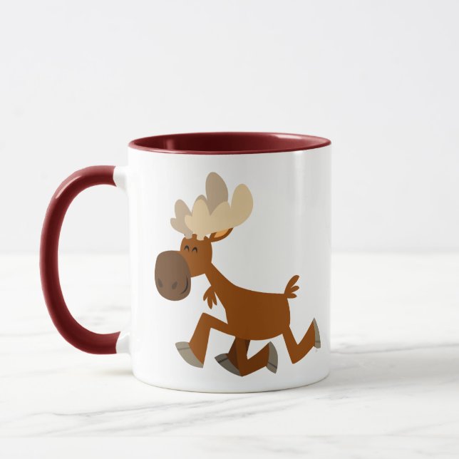 Cute Merry Cartoon Moose Mug (Left)
