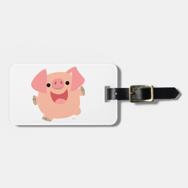 Cute Merry Cartoon Pig Luggage Tag (Front Horizontal)