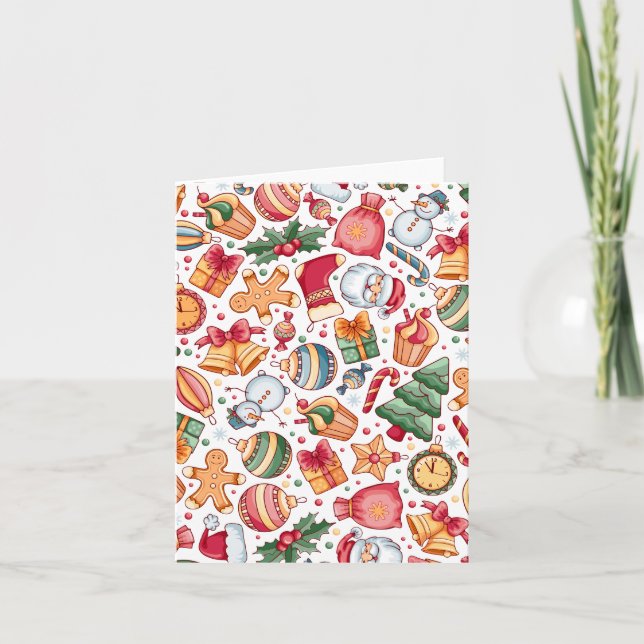  Cute Merry Christmas Aesthetic -Festive Pattern Card (Front)