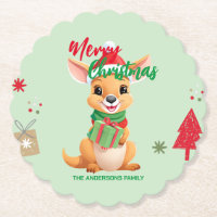 Cute merry christmas Baby Kangaroo Santa Scarf hol