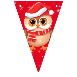 Cute merry Christmas Baby Owl Santa Scarf holiday Bunting