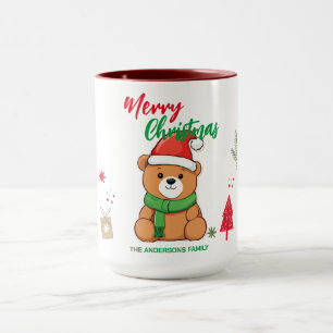 Cute merry Christmas Bear Santa Scarf holiday Mug
