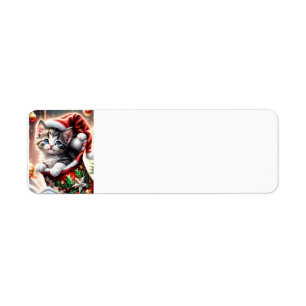 cute Merry Christmas Cat address label Return Address Label