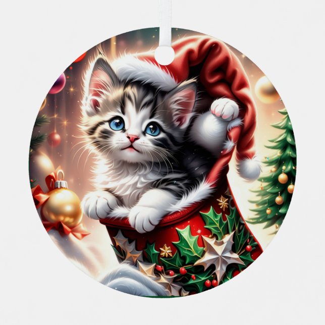 cute Merry Christmas Cat ornament (Front)