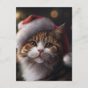 Cute Merry Christmas Cat postcard