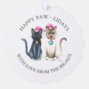 Cute Merry Christmas Cats  Tree Decoration Card