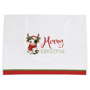 Cute Merry Christmas cow Gift Bag