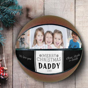 Cute Merry Christmas Daddy Black 3 Photo Collage Basketball
