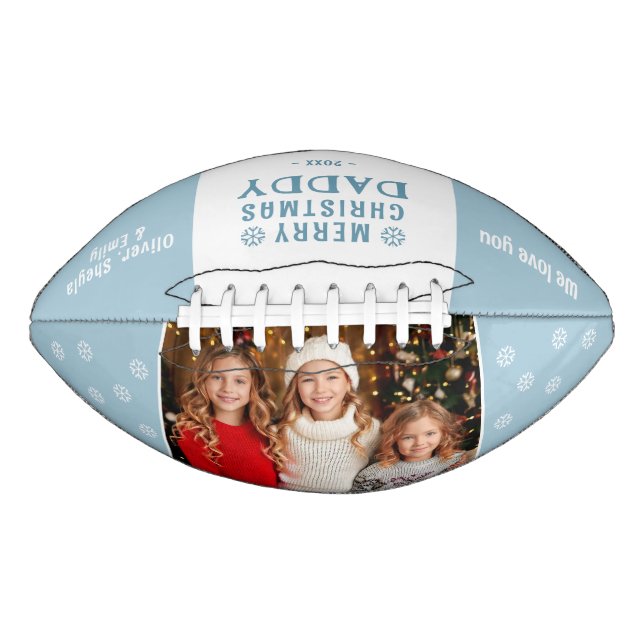 Cute Merry Christmas Daddy Family Photo  Football (Front)