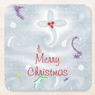 Cute Merry Christmas Decorations Square Paper Coaster