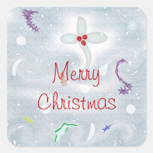 Cute Merry Christmas Decorations Square Sticker (Front)