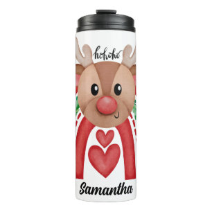 Cute Merry Christmas Deer Personalised Thermal Tumbler