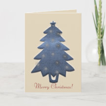 Cute Merry Christmas Denim Tree Card