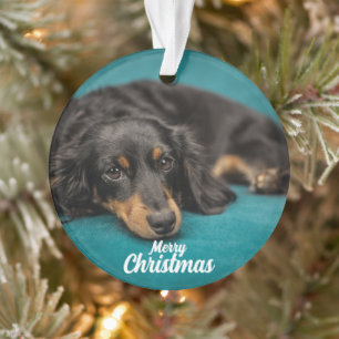 Cute Merry Christmas Dog ceramic ornament