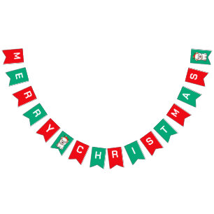 Cute merry Christmas Dog puppy Xmas snow party Bunting