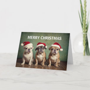 Cute Merry Christmas dogs Holiday Card