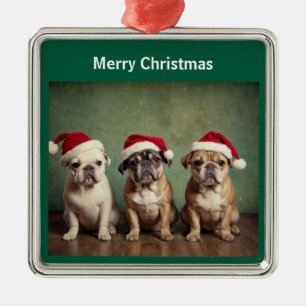 Cute Merry Christmas dogs Metal Ornament