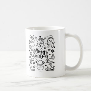 Cute Merry Christmas Doodle Art Coffee Mug