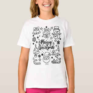Cute Merry Christmas Doodle Art T-Shirt