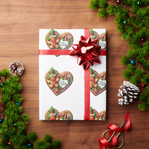 Cute Merry Christmas Doughnut Cookies Heart Wrapping Paper