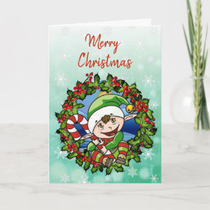 Cute Merry Christmas Elf Card