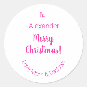 Cute Merry Christmas From Mum and Dad Gift Tag