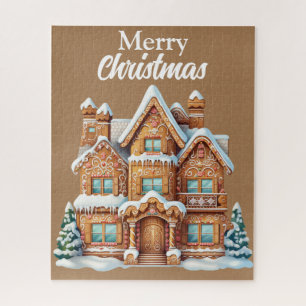Cute Merry Christmas Gingerbread House Jigsaw Puzzle