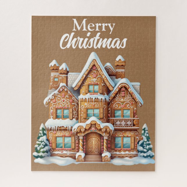 Cute Merry Christmas Gingerbread House Jigsaw Puzzle (Vertical)