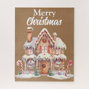 Cute Merry Christmas Gingerbread House Jigsaw Puzzle