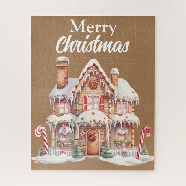 Cute Merry Christmas Gingerbread House Jigsaw Puzzle (Vertical)