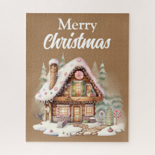 Cute Merry Christmas Gingerbread House Jigsaw Puzzle