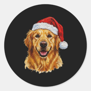Cute Merry Christmas Golden Retriever Dog Christma Classic Round Sticker
